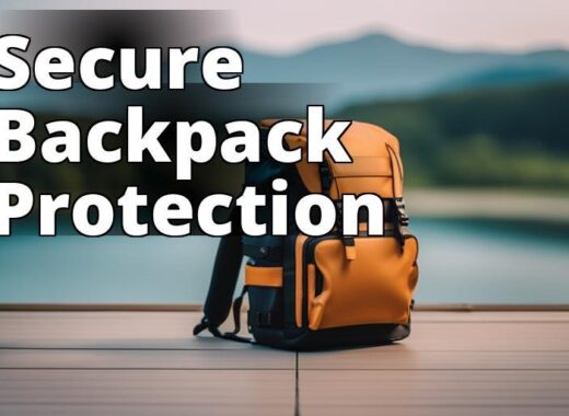 A backpack covered with a sturdy backpack cover and secured with a luggage strap and lock.