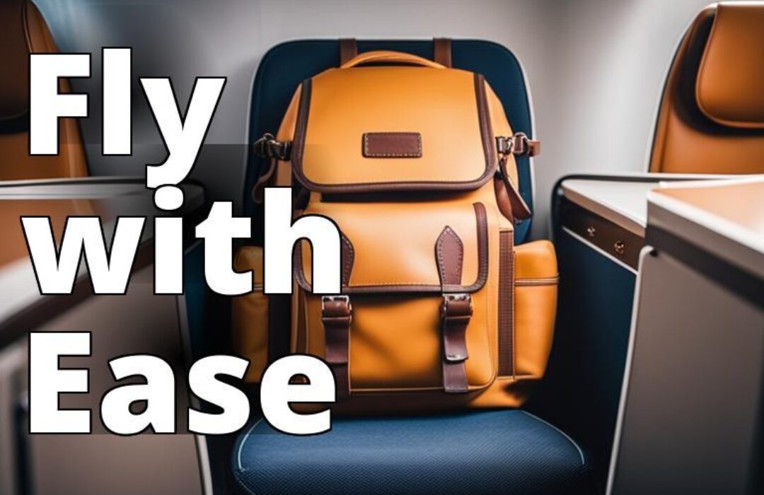 A backpack fitting comfortably under an airplane seat without sticking out or causing discomfort to