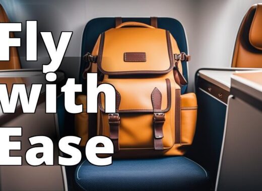 A backpack fitting comfortably under an airplane seat without sticking out or causing discomfort to
