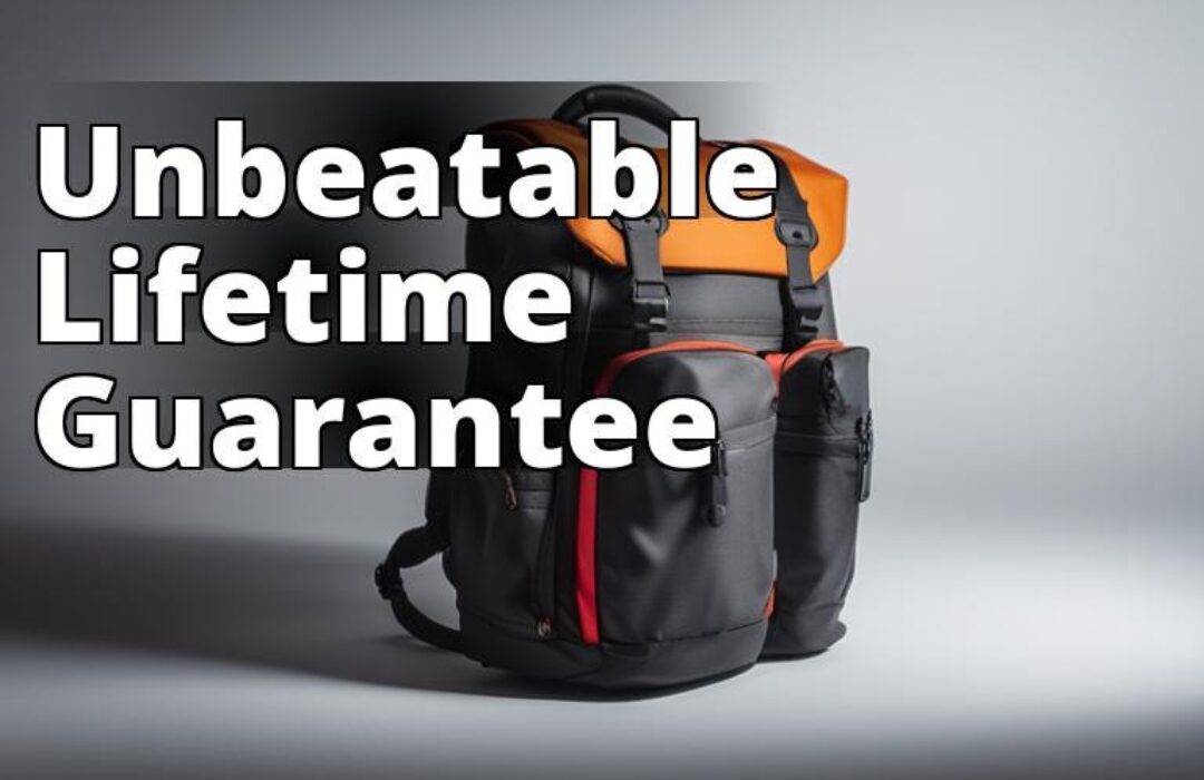 A backpack with a lifetime warranty displayed against a white background