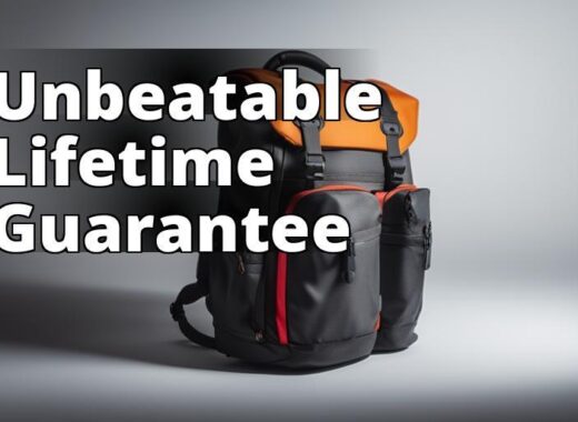 A backpack with a lifetime warranty displayed against a white background