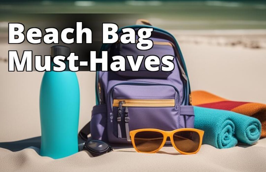 A backpack with beach essentials such as sunscreen