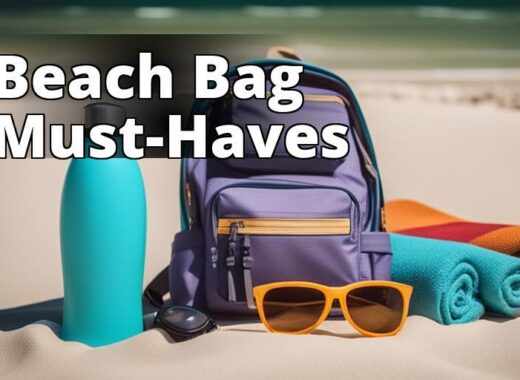 A backpack with beach essentials such as sunscreen