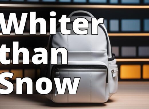 A clean white backpack with zippers and pockets.