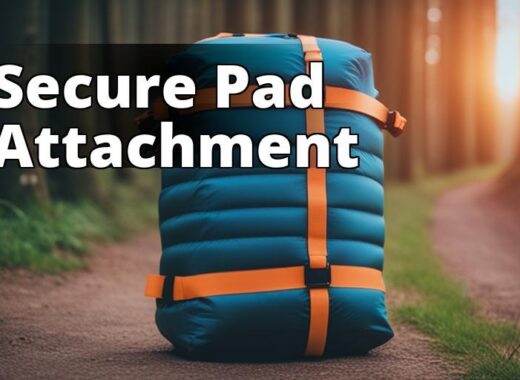 A rolled-up sleeping pad attached to a backpack with straps.