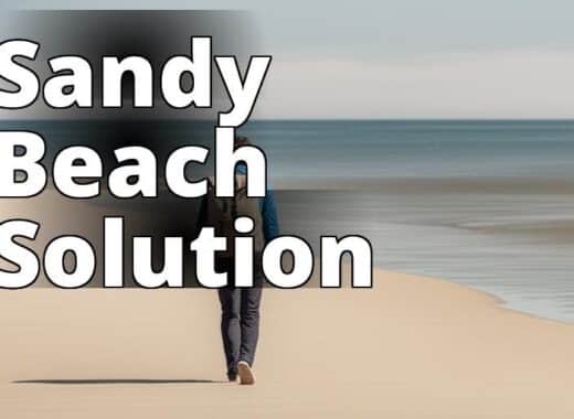 An image of a person carrying a sand repellent beach backpack while walking on a sandy beach. The ba