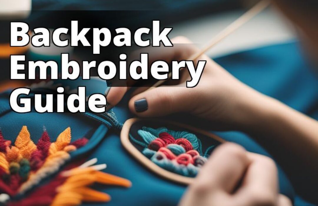 An image of a person embroidering a backpack