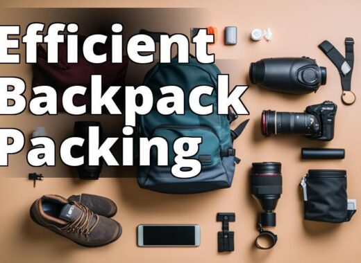 An image of a person packing an external frame backpack with various gear items laid out around them