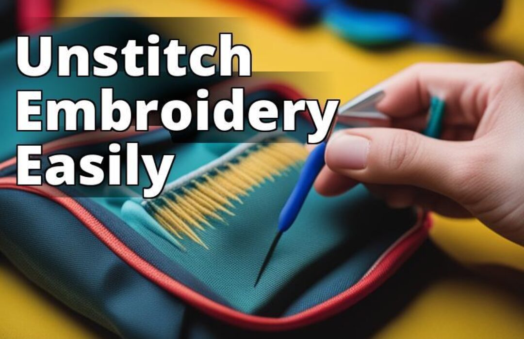 An image of a person using a seam ripper to remove embroidery from a backpack.