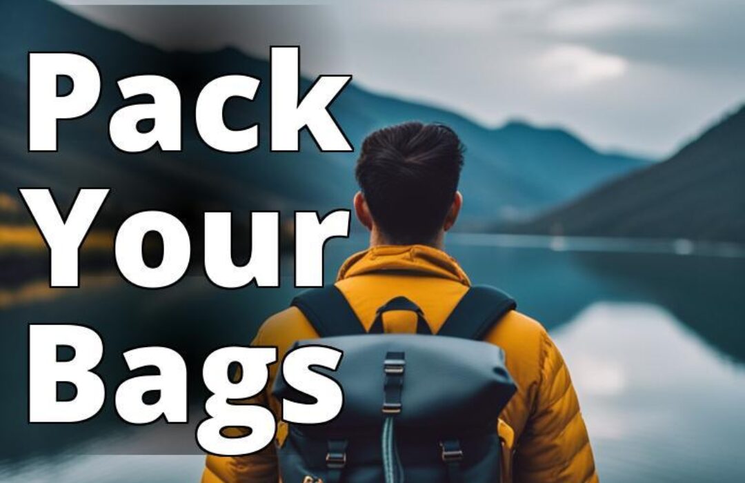 An image of a person with a backpack standing in front of a scenic mountainous landscape.